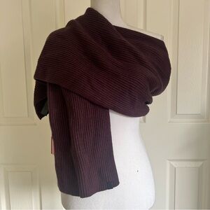 All Saints 100% Merino Wool Rib Scarf One Size Burgundy MSRP $149 NEW